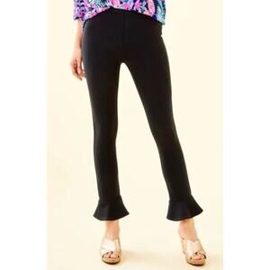 Lilly Pulitzer Women's Black Nira Ruffle Cropped Stretch Pant, Size S, Like New